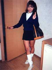 Young japanese amateur coed in uniform opens her legs and plugs a big dildo