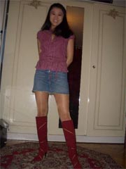 Hot asian girlfriend posing in miniskirt then sucks a hard cock