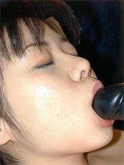 Tight Japanese wife plugs her Asian pussy and sucks a dick