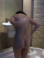 Chinese girlfriend has a shower and hard sex